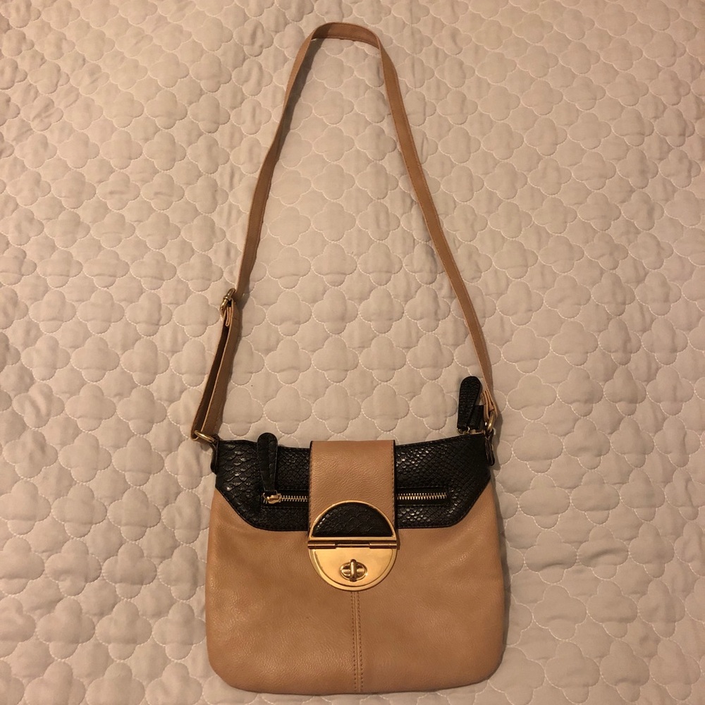 Aldo cream and black crossbody bag
